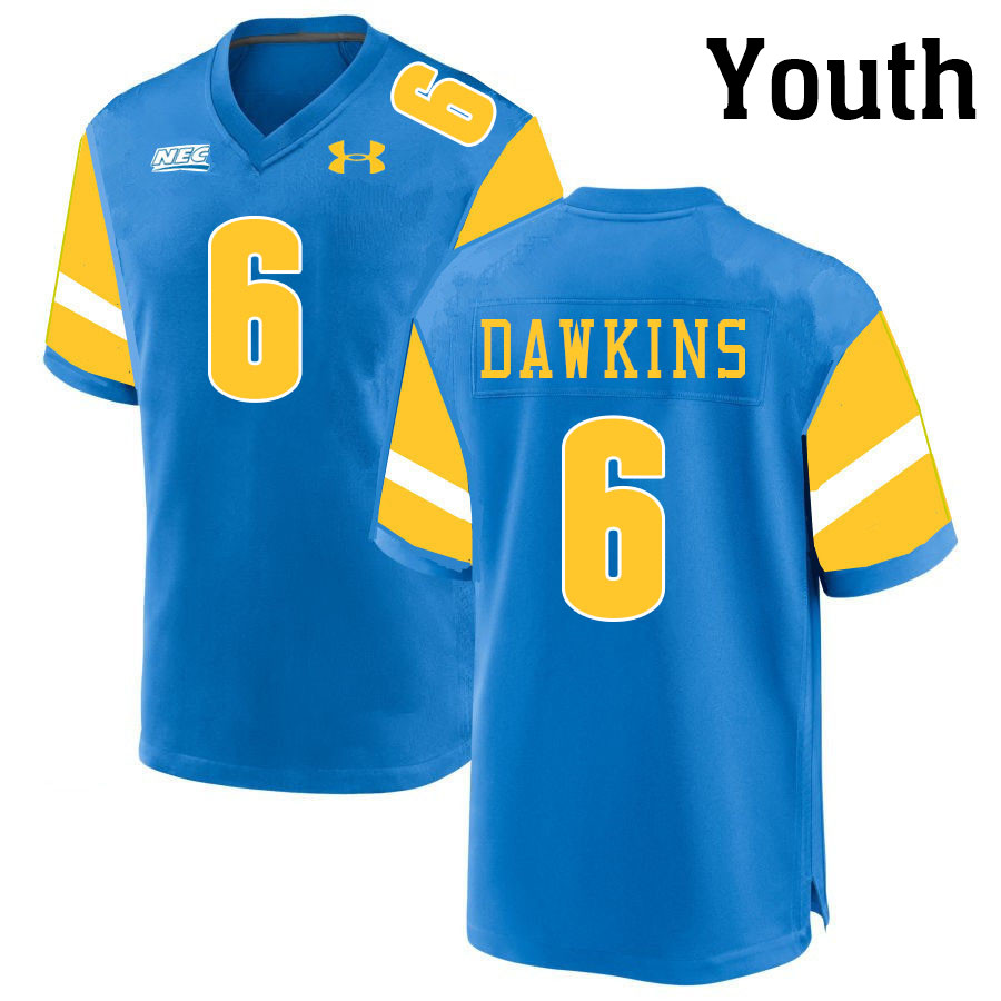 Youth #6 Jaden Dawkins Long Island University Sharks College Football Jerseys Stitched-Blue